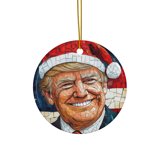 2024 Trump Mosaic Christmas Ornament, American Pride Christmas Ornament, Trump Christmas Decor