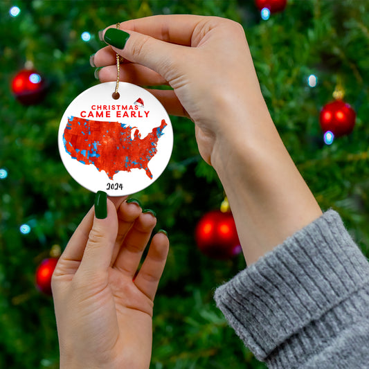 Christmas Came Early 2024 Ornament, Funny Trump Red State Map Holiday Decor, Trump Christmas Decor