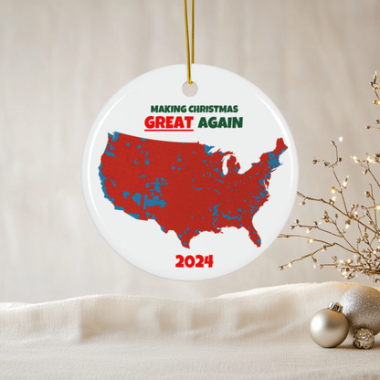 Making Christmas Great Again Ornament | Red State Election Map 2024 | Funny Political Christmas Decor