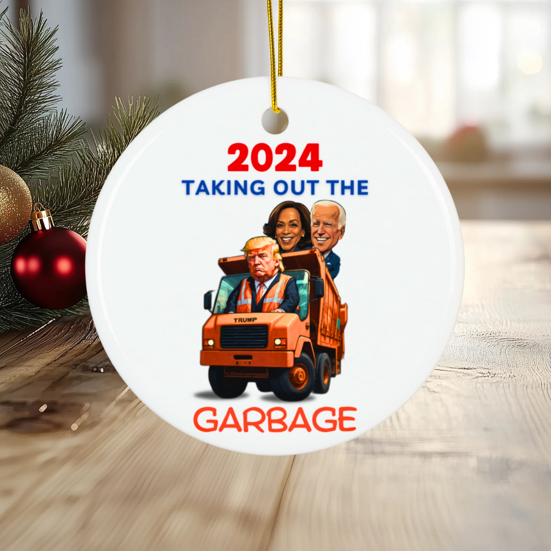 Trump 2024 Garbage Truck Ornament - Taking Out the Garbage This Holiday Season! Trump Garbage Truck, Trump Supporters