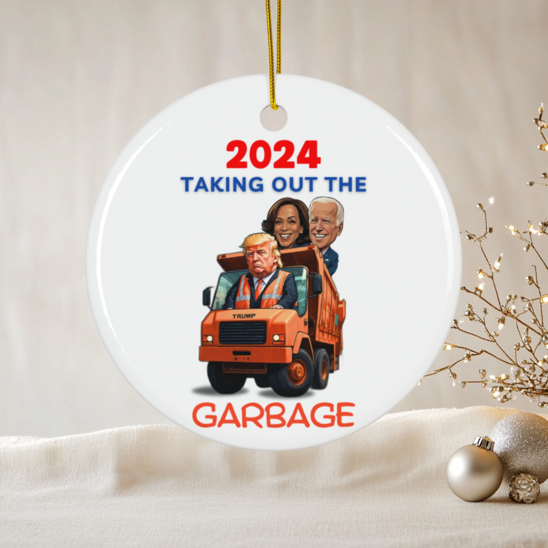 Trump 2024 Garbage Truck Ornament - Taking Out the Garbage This Holiday Season! Trump Garbage Truck, Trump Supporters