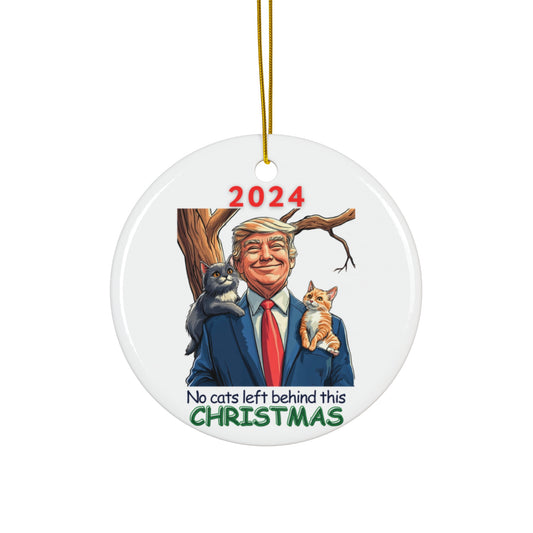 2024 Trump Christmas Ornament, No Cats Left Behind, Funny Holiday Gift