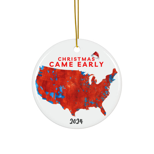 Christmas Came Early 2024 Ornament, Funny Trump Red State Map Holiday Decor, Trump Christmas Decor